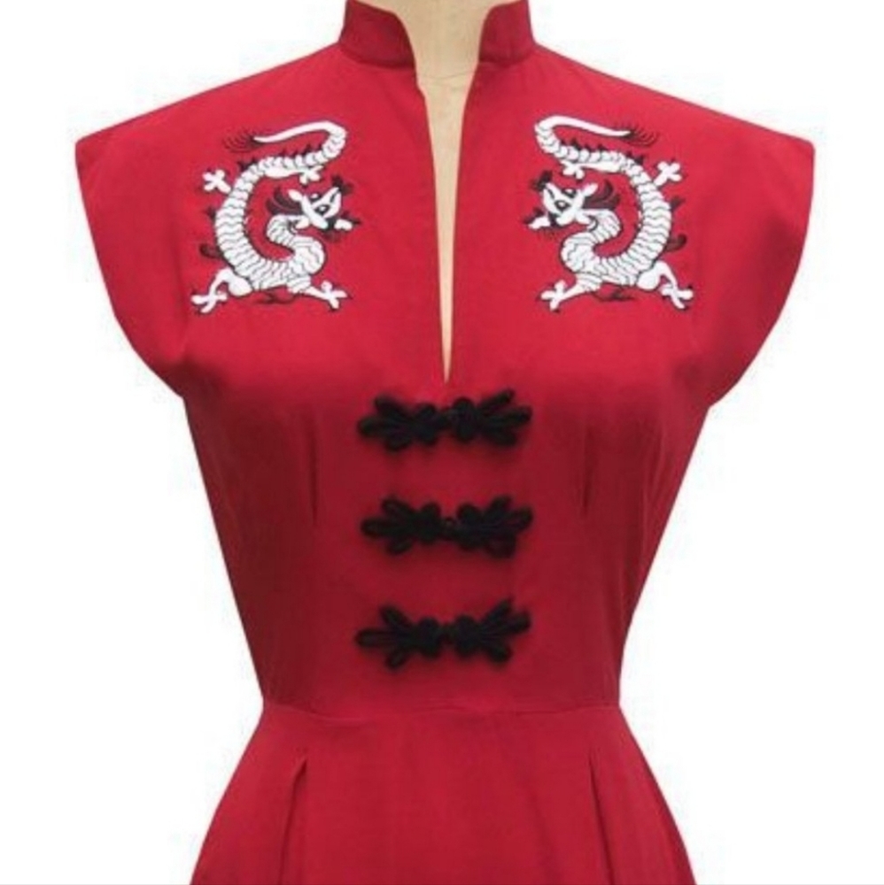 Trashy Diva Lilian Dress in red with Dragons EUC size 2